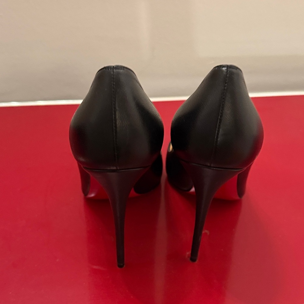 Christian Louboutin PIGALLE FOLLIES Black Leather Pointed-Toe Stiletto Pumps - Picture 4 of 10